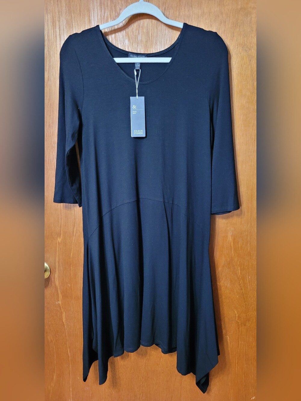 Eileen Fisher Black Assymetrical Hem Dress Size Medium NWT (1432)